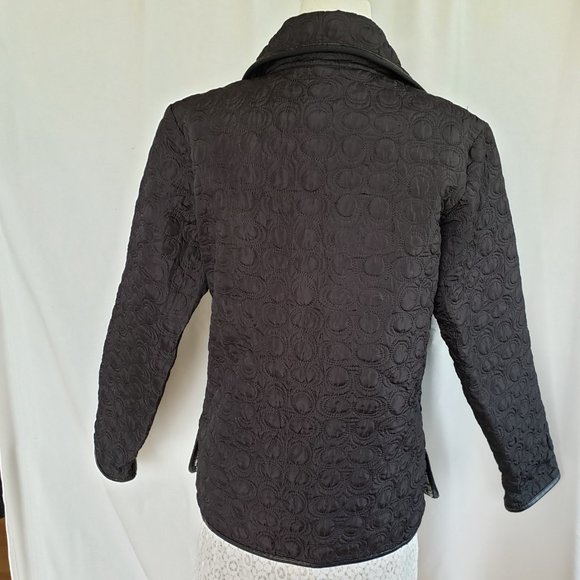 BOURGEOIS petite Black quilted, plaid lined, toggle fastener jacket - Picture 6 of 16